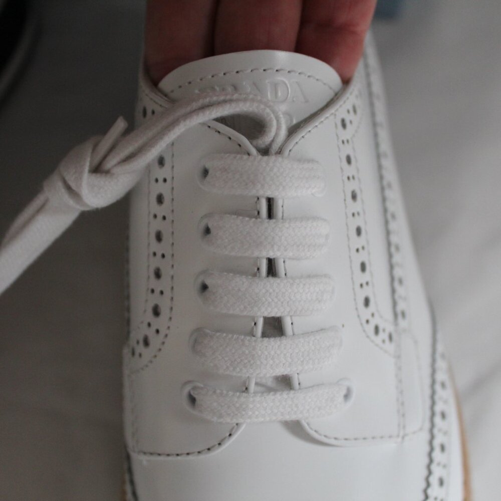 NWB PRADA Re-Edition 2011 Platform Spazzolato Leather Wingtip Oxford Loafer 40.5 - Picture 4 of 6